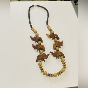 Handcrafted Brown Elephant Necklace